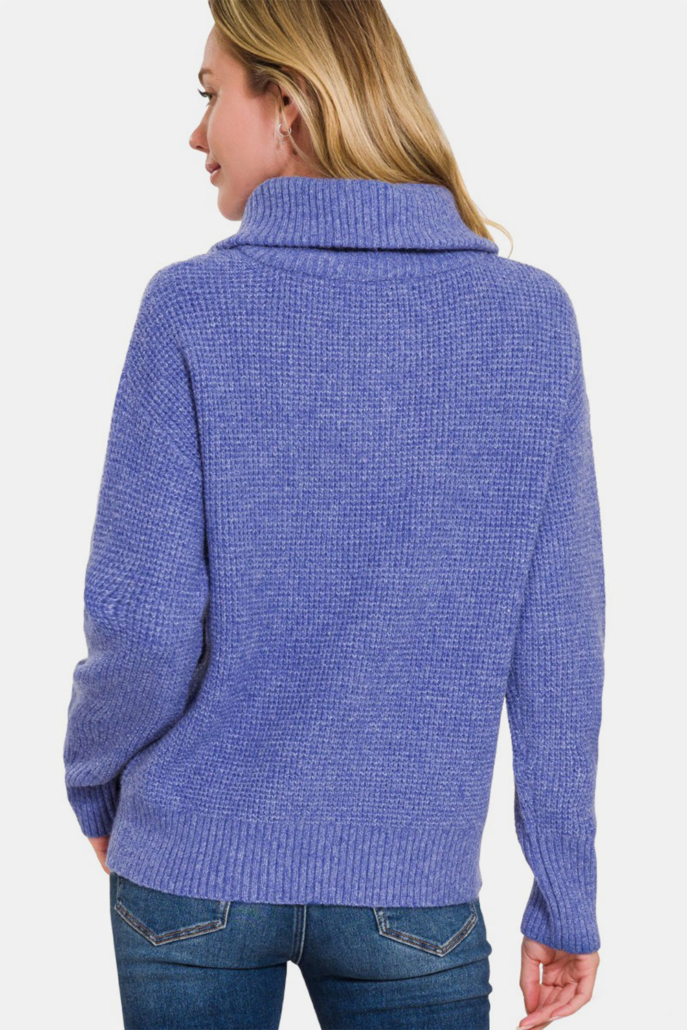 Zenana - Half Zip Long Sleeve Sweater - Marlin - Inspired Eye Boutique