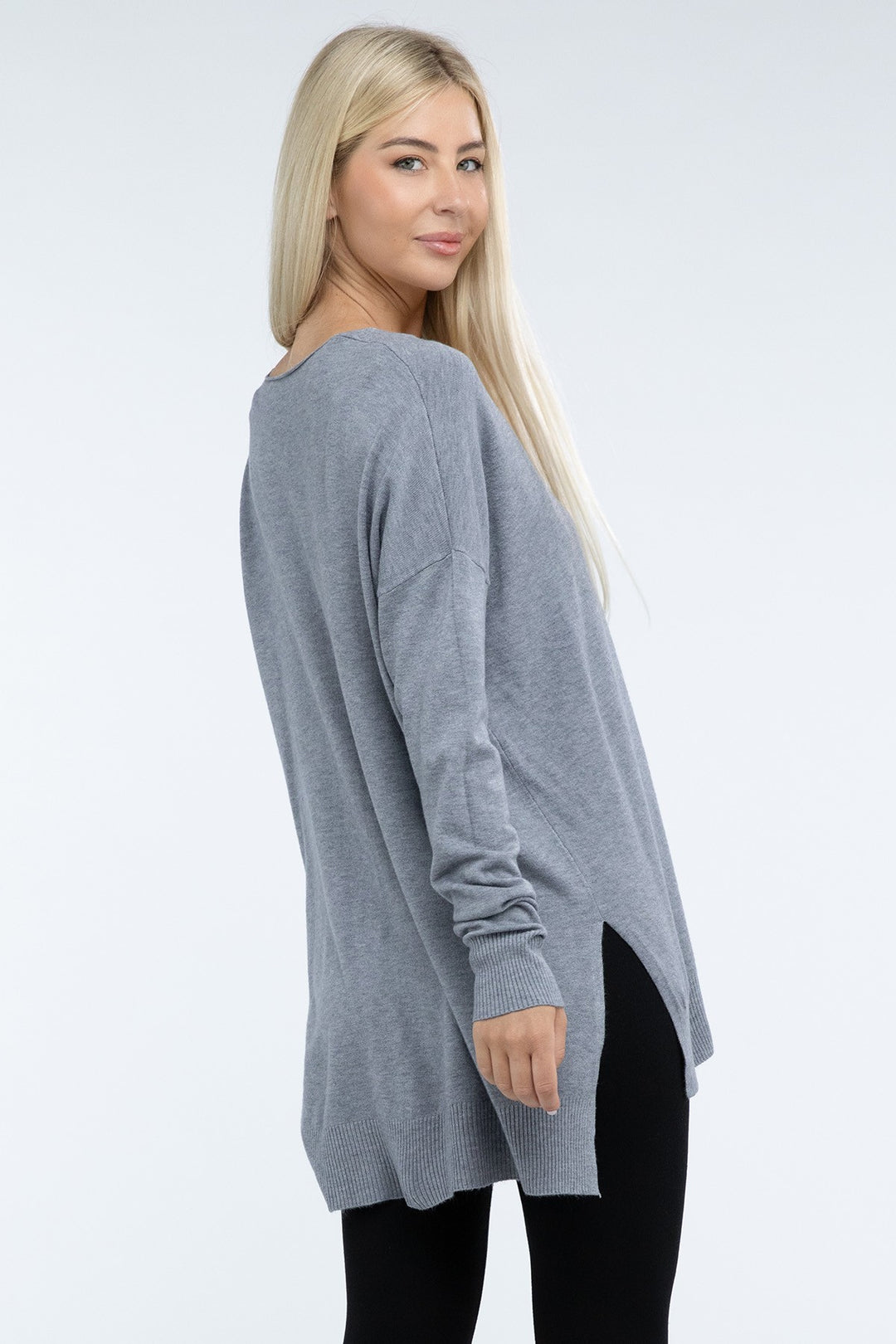 Zenana - Hi-Low Front Seam Sweater - Inspired Eye Boutique