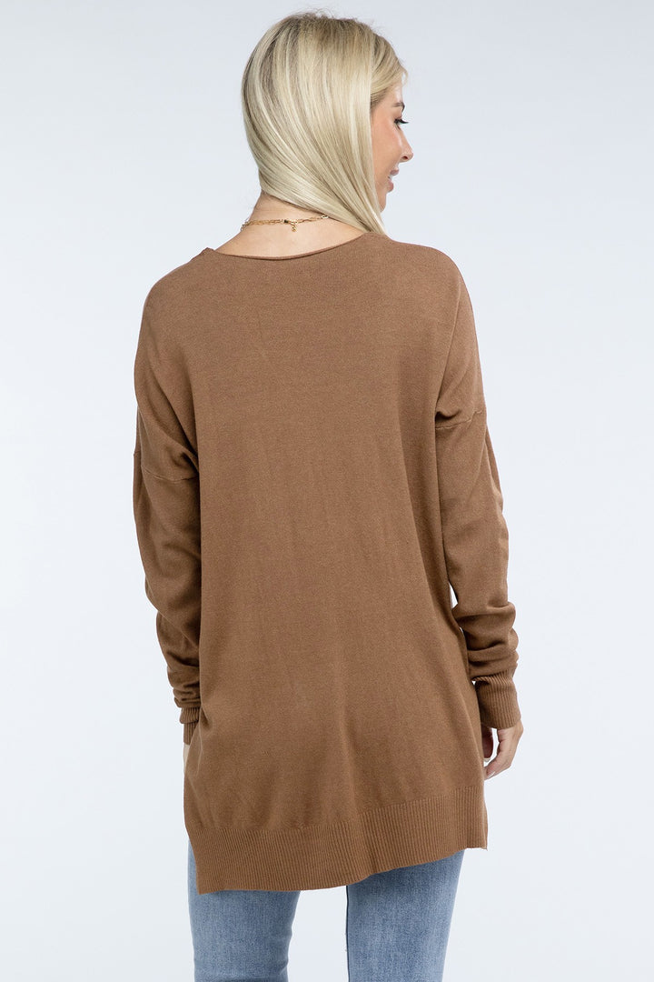 Zenana - Hi-Low Front Seam Sweater - Inspired Eye Boutique