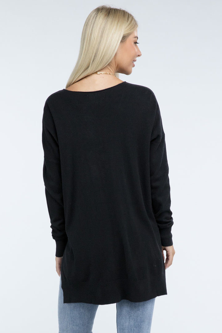 Zenana - Hi-Low Front Seam Sweater - Inspired Eye Boutique