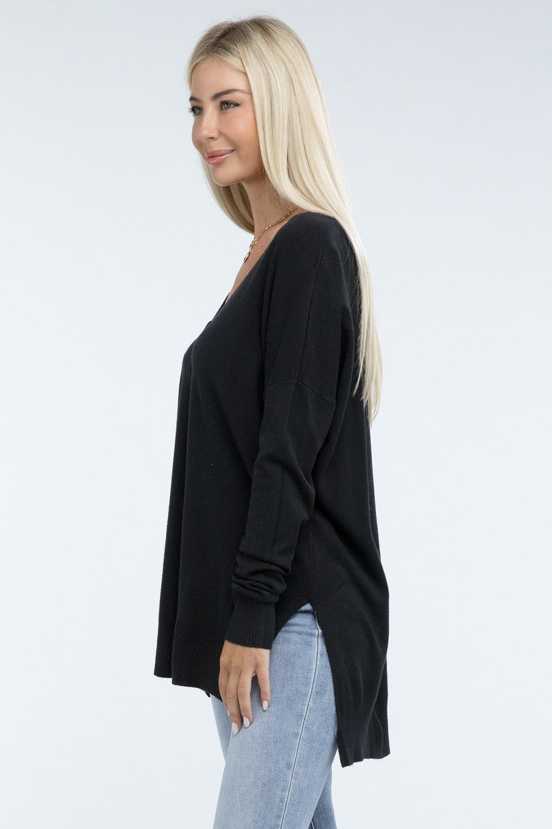 Zenana - Hi-Low Front Seam Sweater - Inspired Eye Boutique