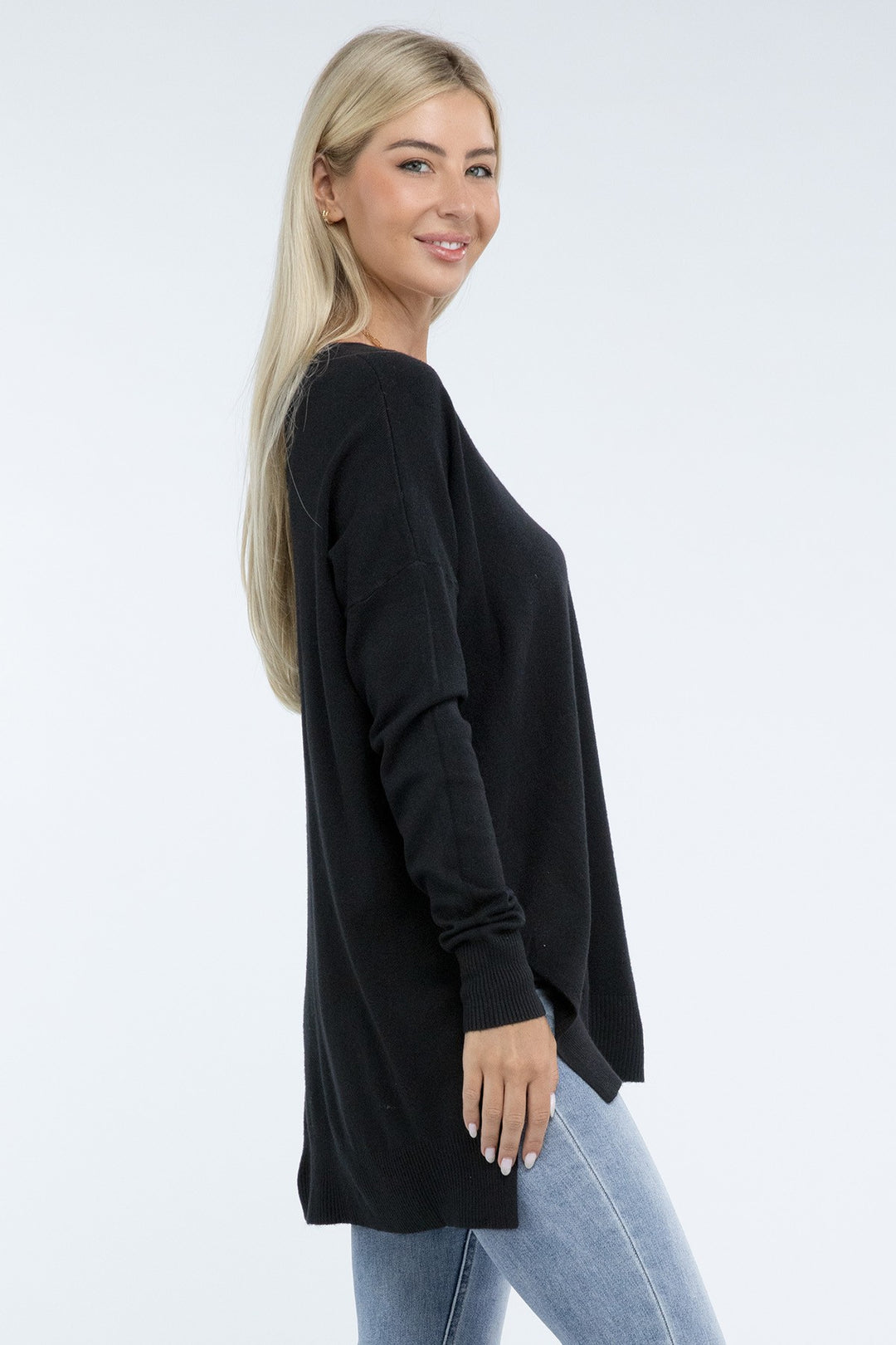 Zenana - Hi-Low Front Seam Sweater - Inspired Eye Boutique