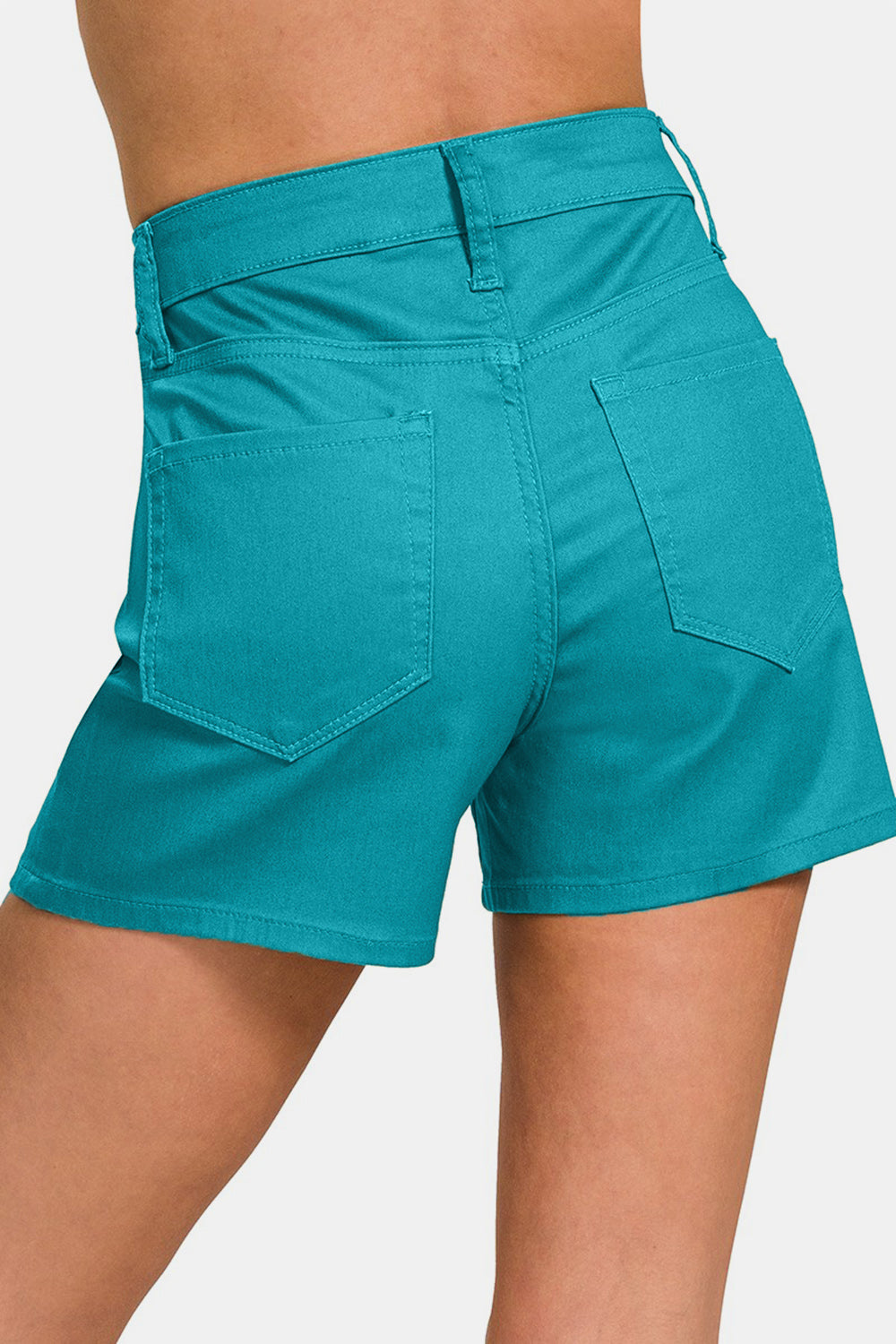 Zenana High Rise Colored Shorts - Teal - Inspired Eye Boutique