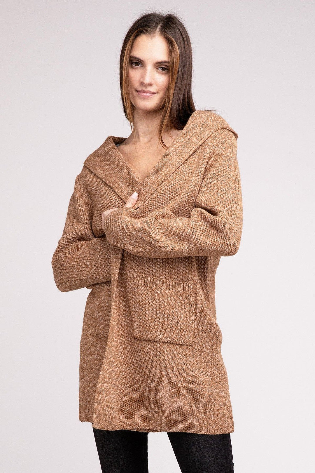 Zenana - Hooded Cardigan Sweater - Inspired Eye Boutique