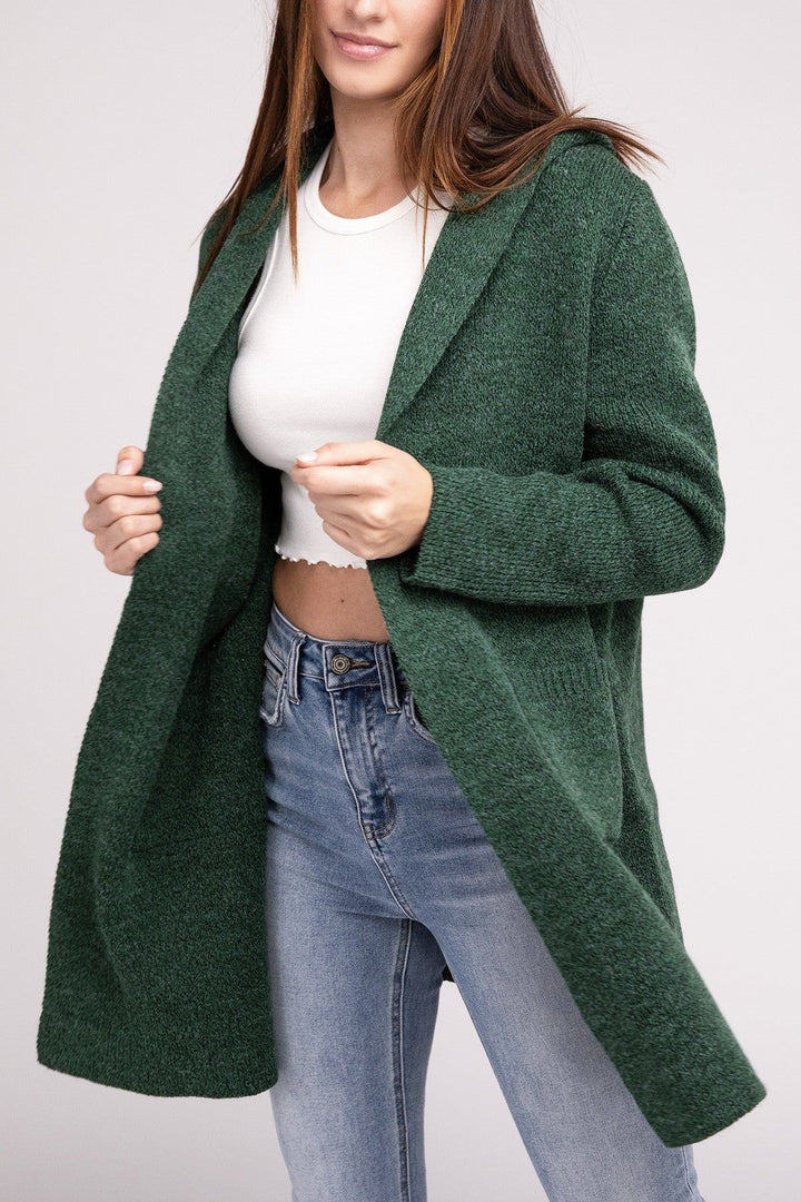 Zenana - Hooded Cardigan Sweater - Inspired Eye Boutique