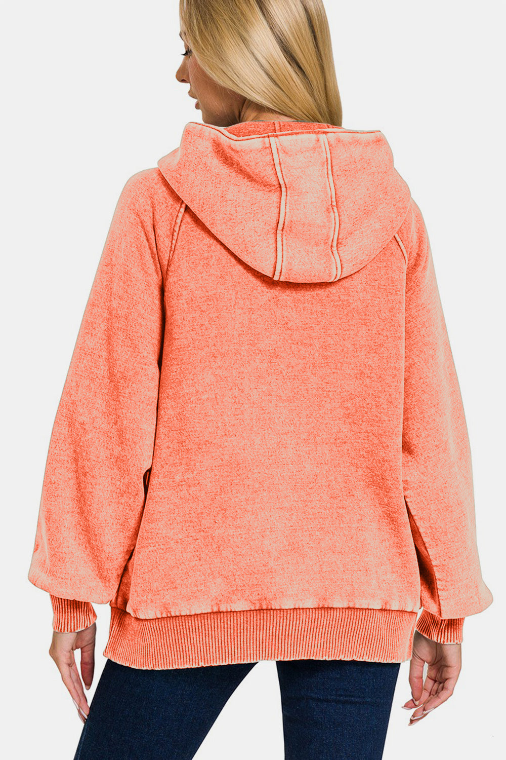 Zenana - Kangaroo Pocket Hoodie - Coral - Inspired Eye Boutique