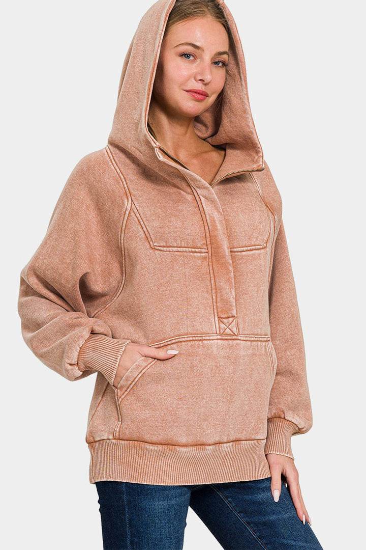 Zenana - Kangaroo Pocket Hoodie - Rust - Inspired Eye Boutique