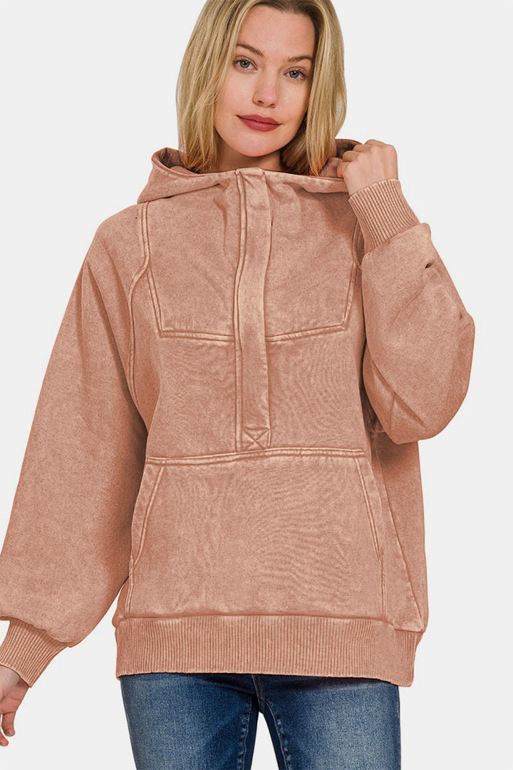 Zenana - Kangaroo Pocket Hoodie - Rust - Inspired Eye Boutique