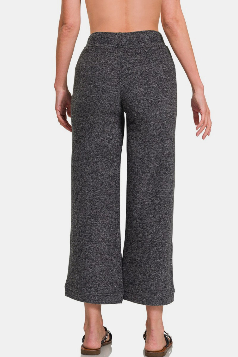 Zenana - Melange Hacci Cropped Lounge Pants - Black - Inspired Eye Boutique