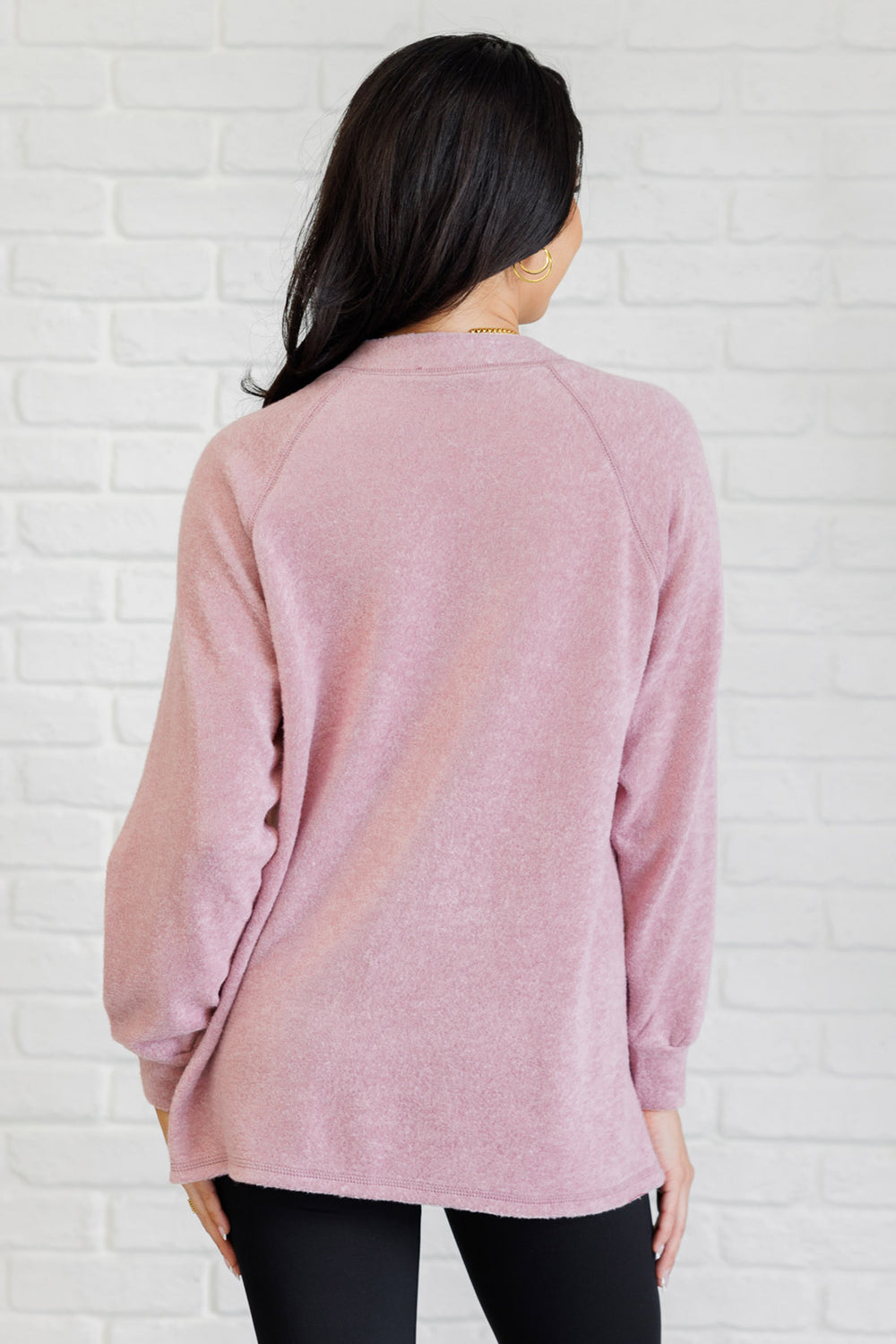 Zenana - Melange Hacci Henley Sweater - Light Rose - Inspired Eye Boutique