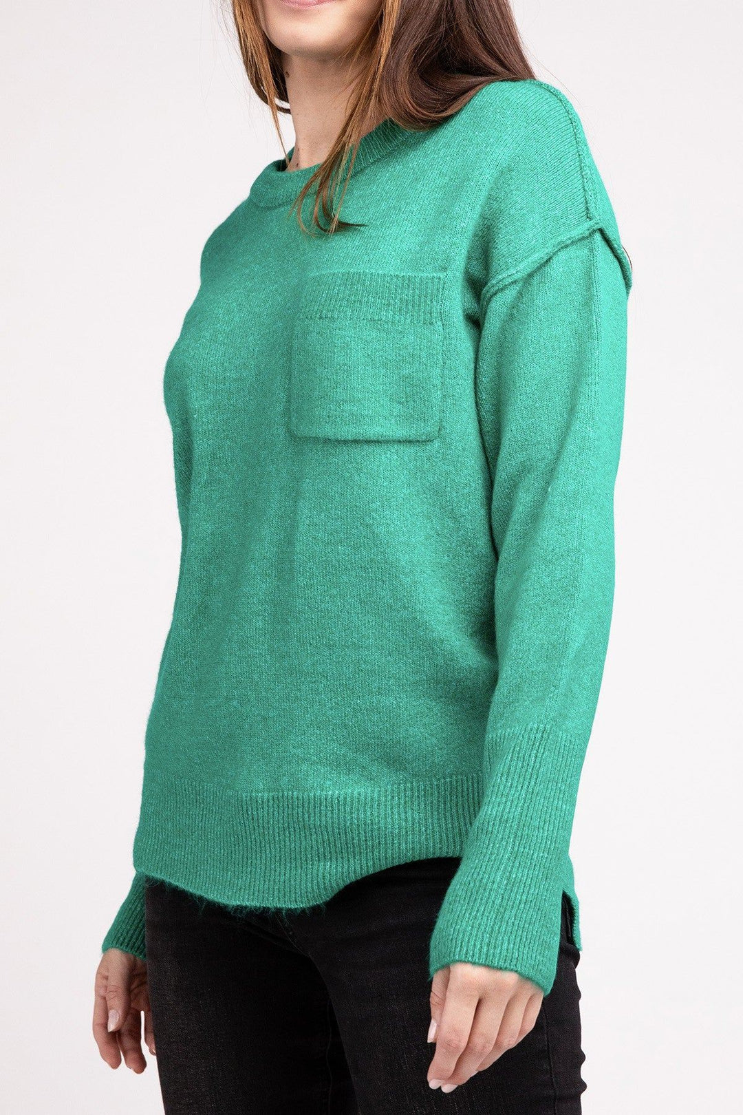Zenana Melange Hi-Low Sweater - Inspired Eye Boutique