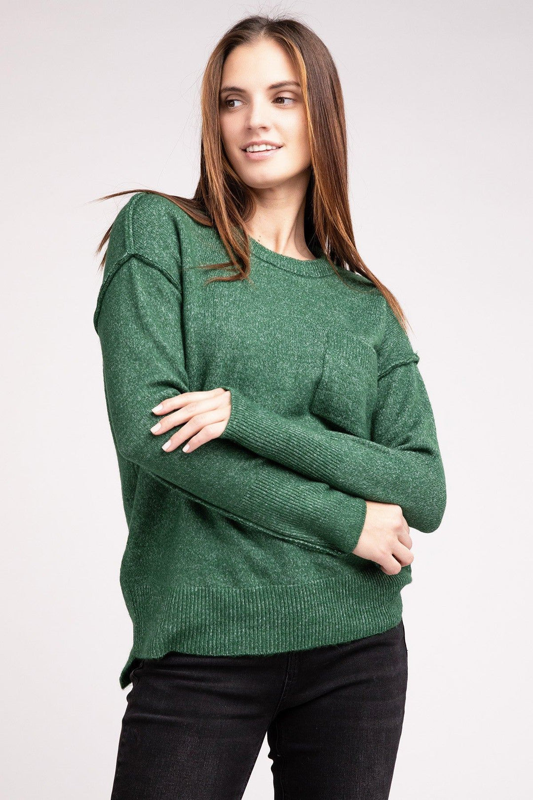 Zenana Melange Hi-Low Sweater - Inspired Eye Boutique