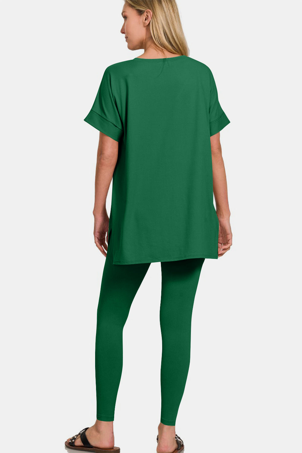 Zenana - Microfiber Short Sleeve Loungewear Set - Dk Green - Inspired Eye Boutique