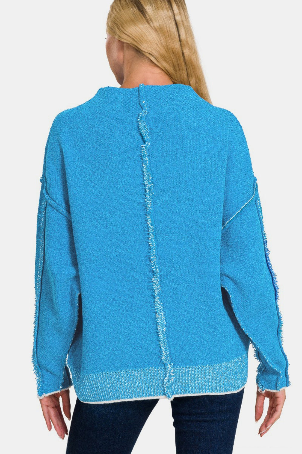 Zenana - Mock Neck Chenille Sweater - Deep Sky - Inspired Eye Boutique