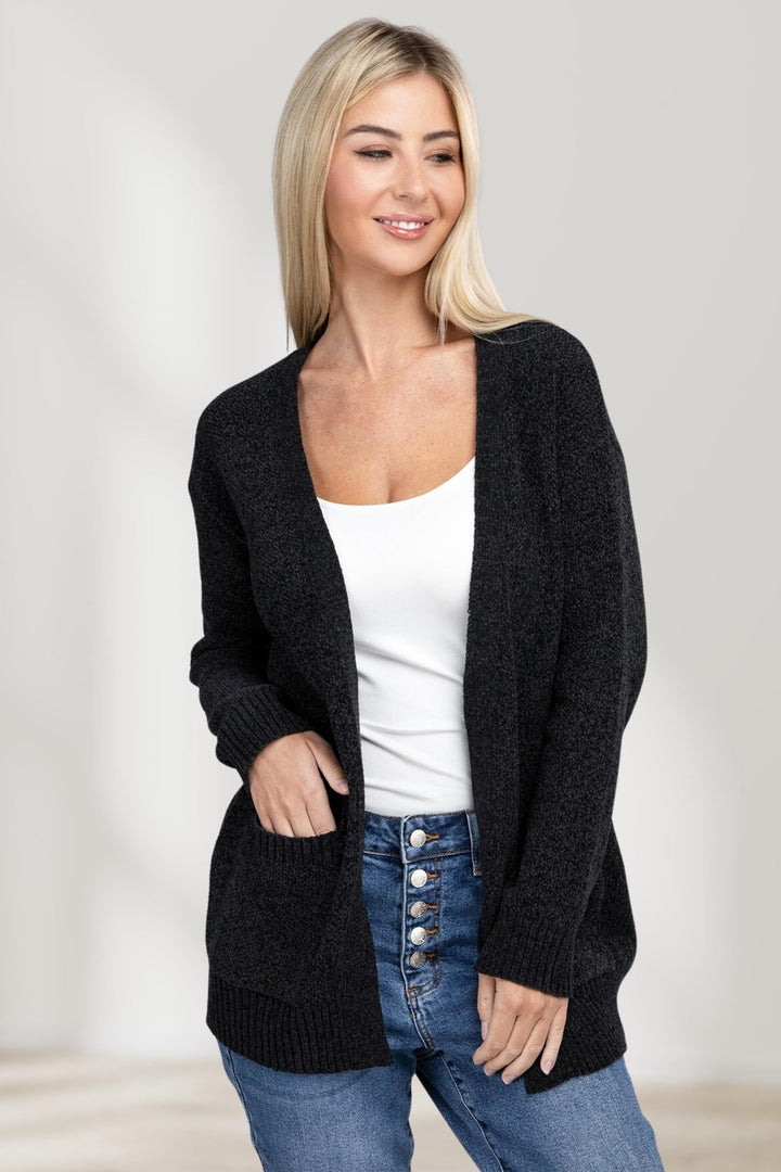Zenana - Open Front Sweater Cardigan - Inspired Eye Boutique