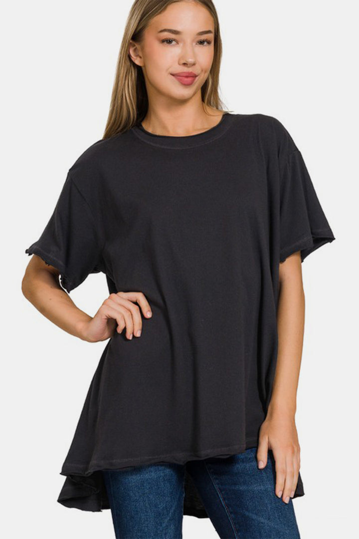 Zenana - Oversized Cotton Tee - Black - Inspired Eye Boutique