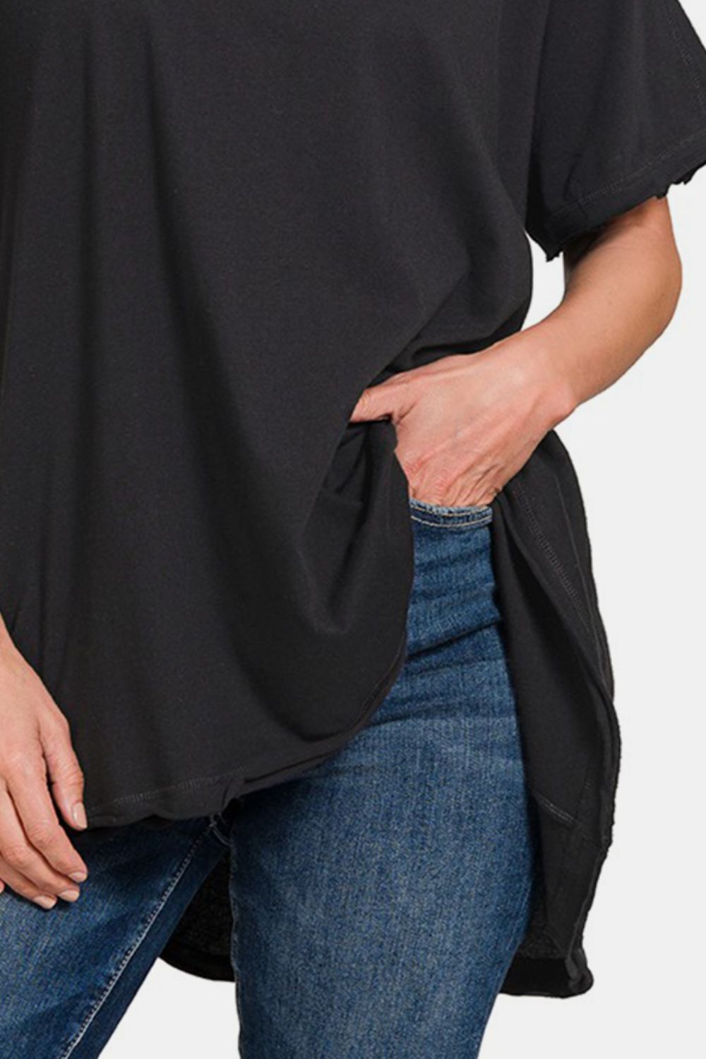 Zenana - Oversized Cotton Tee - Black - Inspired Eye Boutique