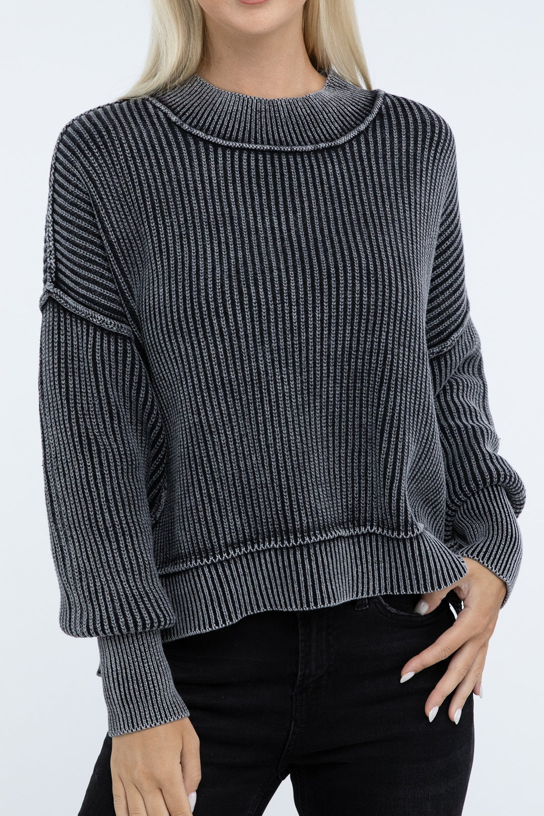 Zenana - Oversized Crew Neck Sweater - Inspired Eye Boutique