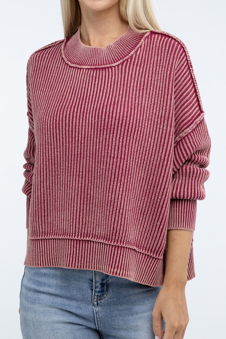 Zenana - Oversized Crew Neck Sweater - Inspired Eye Boutique