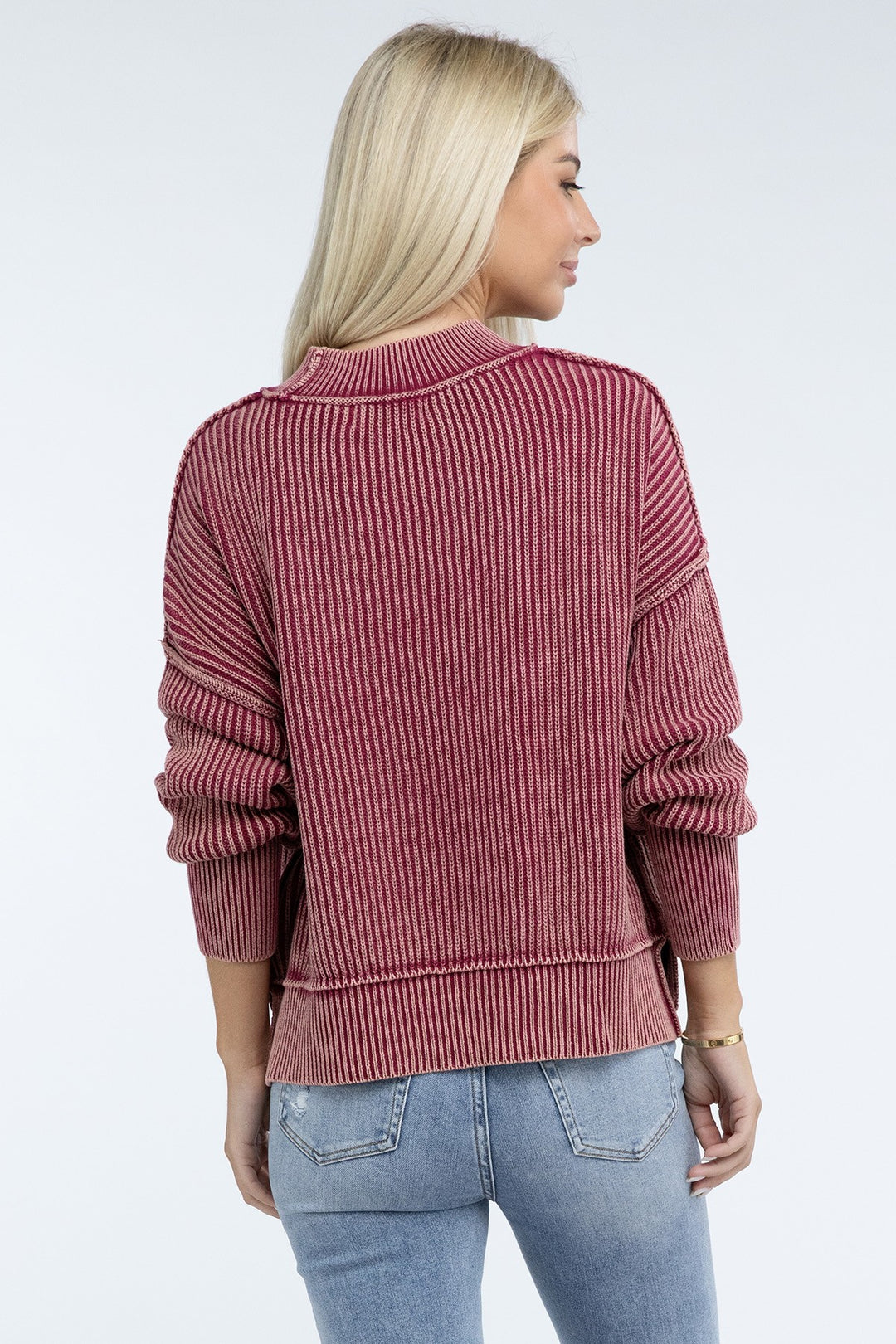 Zenana - Oversized Crew Neck Sweater - Inspired Eye Boutique