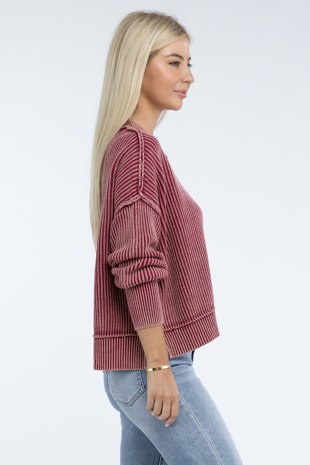 Zenana - Oversized Crew Neck Sweater - Inspired Eye Boutique