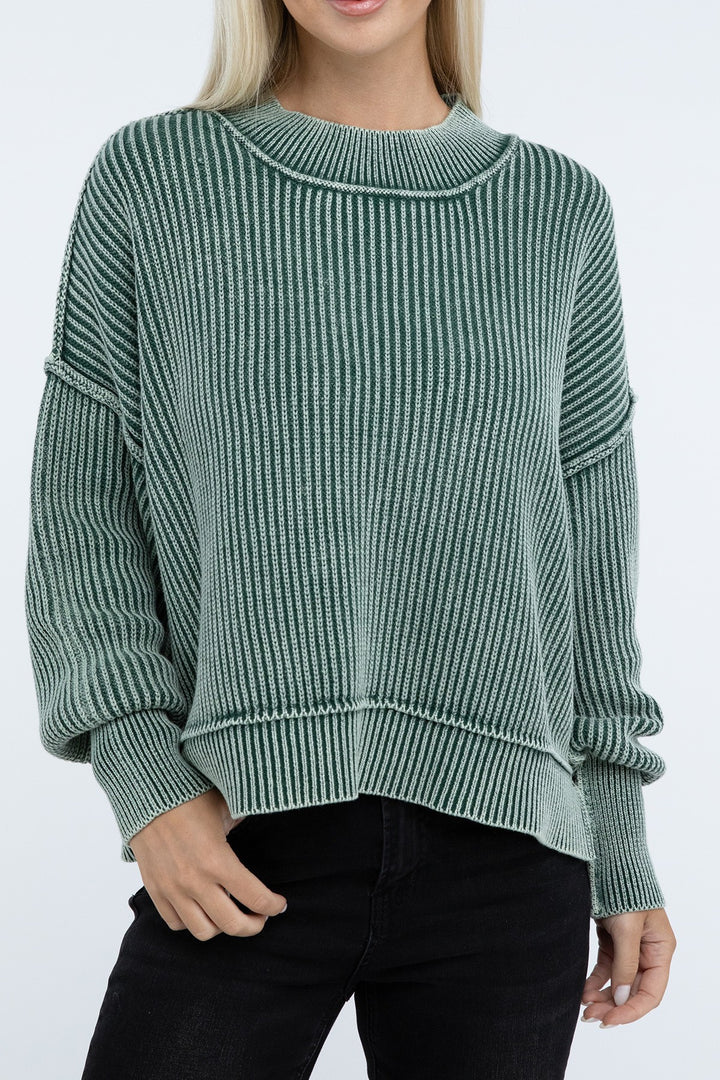 Zenana - Oversized Crew Neck Sweater - Inspired Eye Boutique