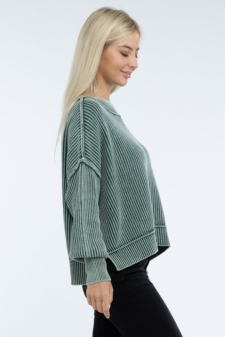 Zenana - Oversized Crew Neck Sweater - Inspired Eye Boutique