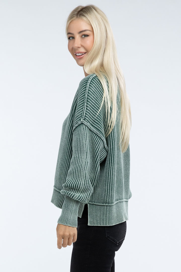 Zenana - Oversized Crew Neck Sweater - Inspired Eye Boutique