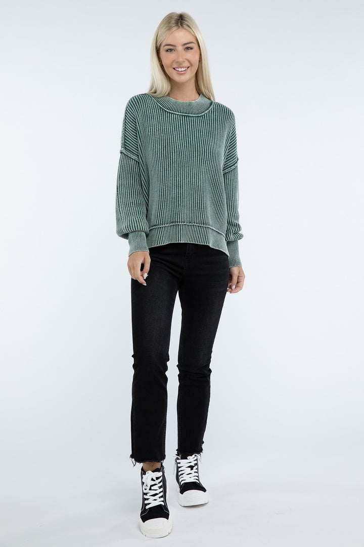 Zenana - Oversized Crew Neck Sweater - Inspired Eye Boutique