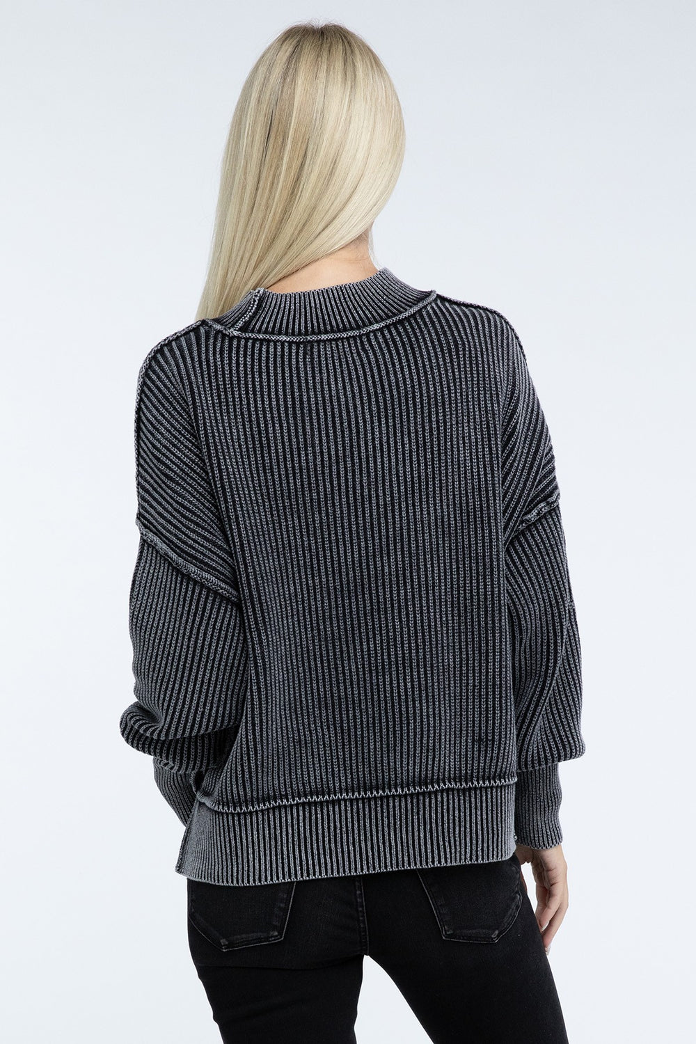 Zenana - Oversized Crew Neck Sweater - Inspired Eye Boutique