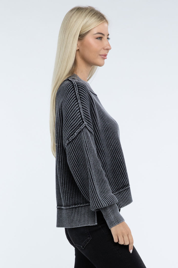 Zenana - Oversized Crew Neck Sweater - Inspired Eye Boutique