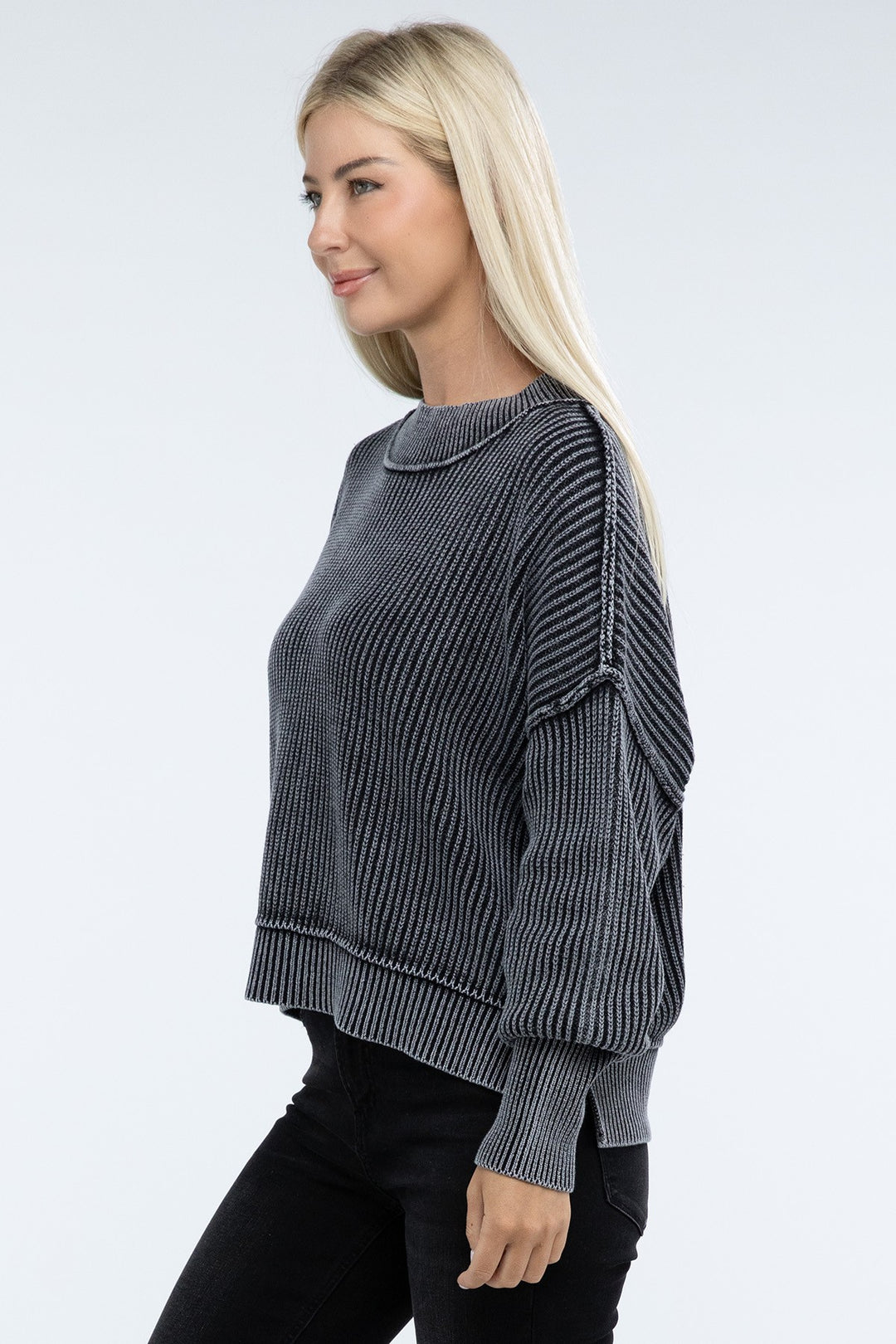 Zenana - Oversized Crew Neck Sweater - Inspired Eye Boutique