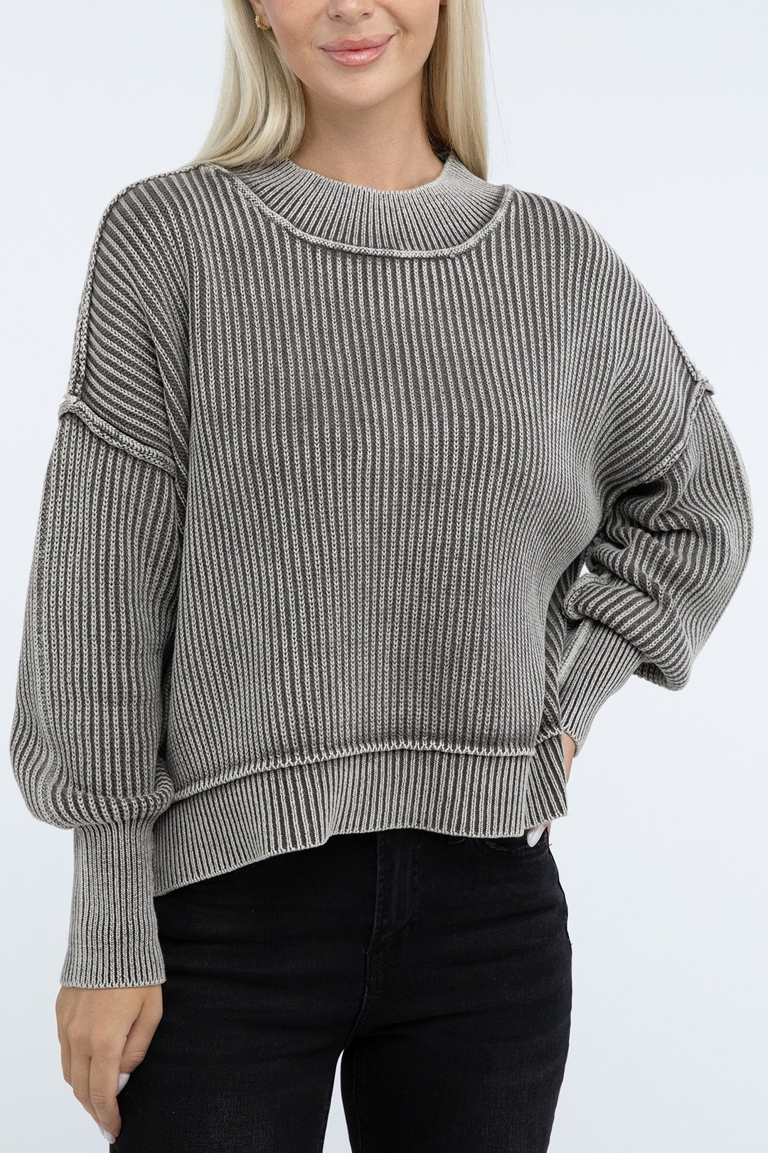 Zenana - Oversized Crew Neck Sweater - Inspired Eye Boutique