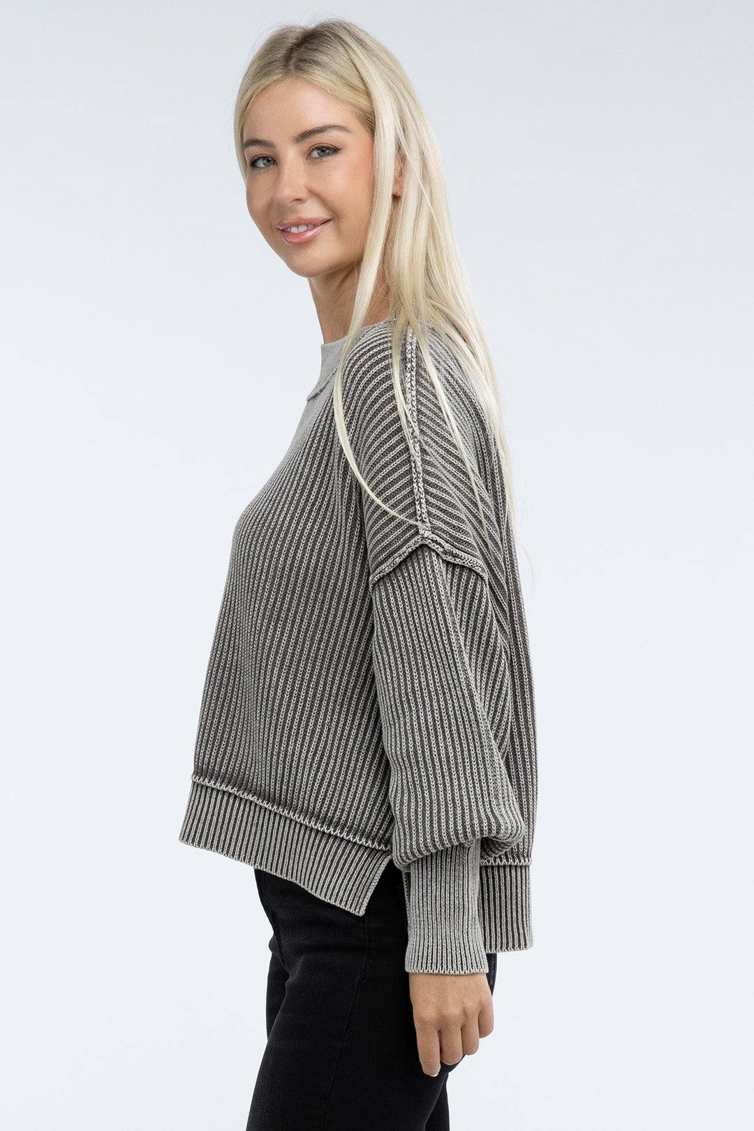 Zenana - Oversized Crew Neck Sweater - Inspired Eye Boutique