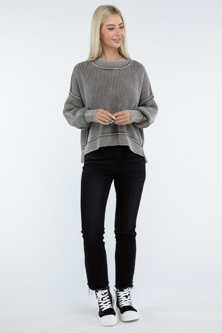 Zenana - Oversized Crew Neck Sweater - Inspired Eye Boutique