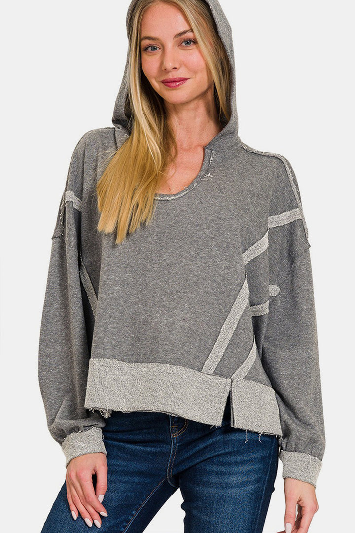 Zenana Oversized Hoodie - Dark Grey - Inspired Eye Boutique