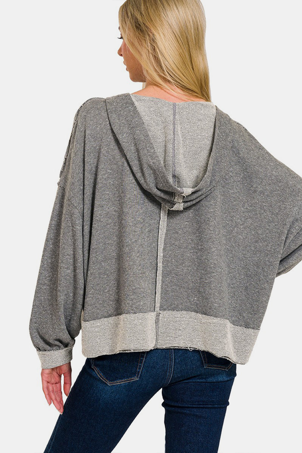 Zenana Oversized Hoodie - Dark Grey - Inspired Eye Boutique