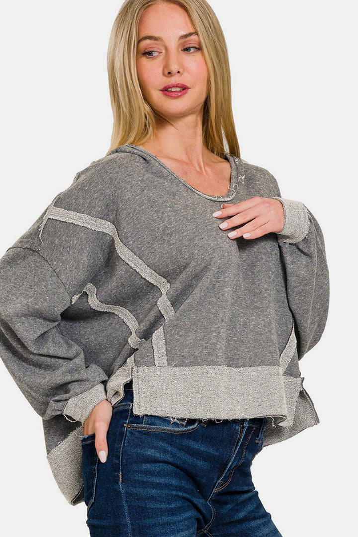 Zenana Oversized Hoodie - Dark Grey - Inspired Eye Boutique