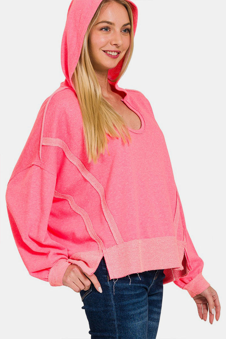 Zenana Oversized Hoodie - Fuchsia Pink - Inspired Eye Boutique