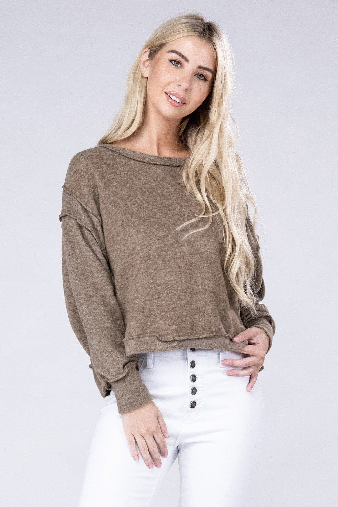 Zenana Melange Sweater - Inspired Eye Boutique