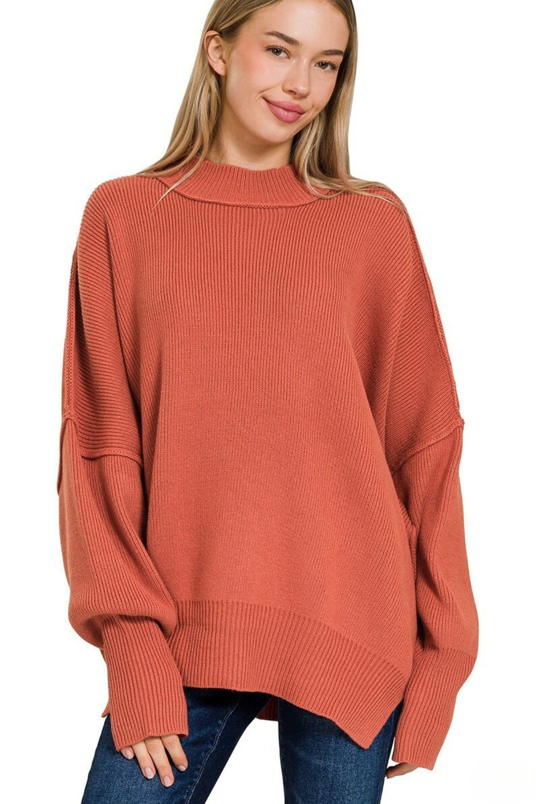 Zenana Oversized Side Slit Sweater - Inspired Eye Boutique
