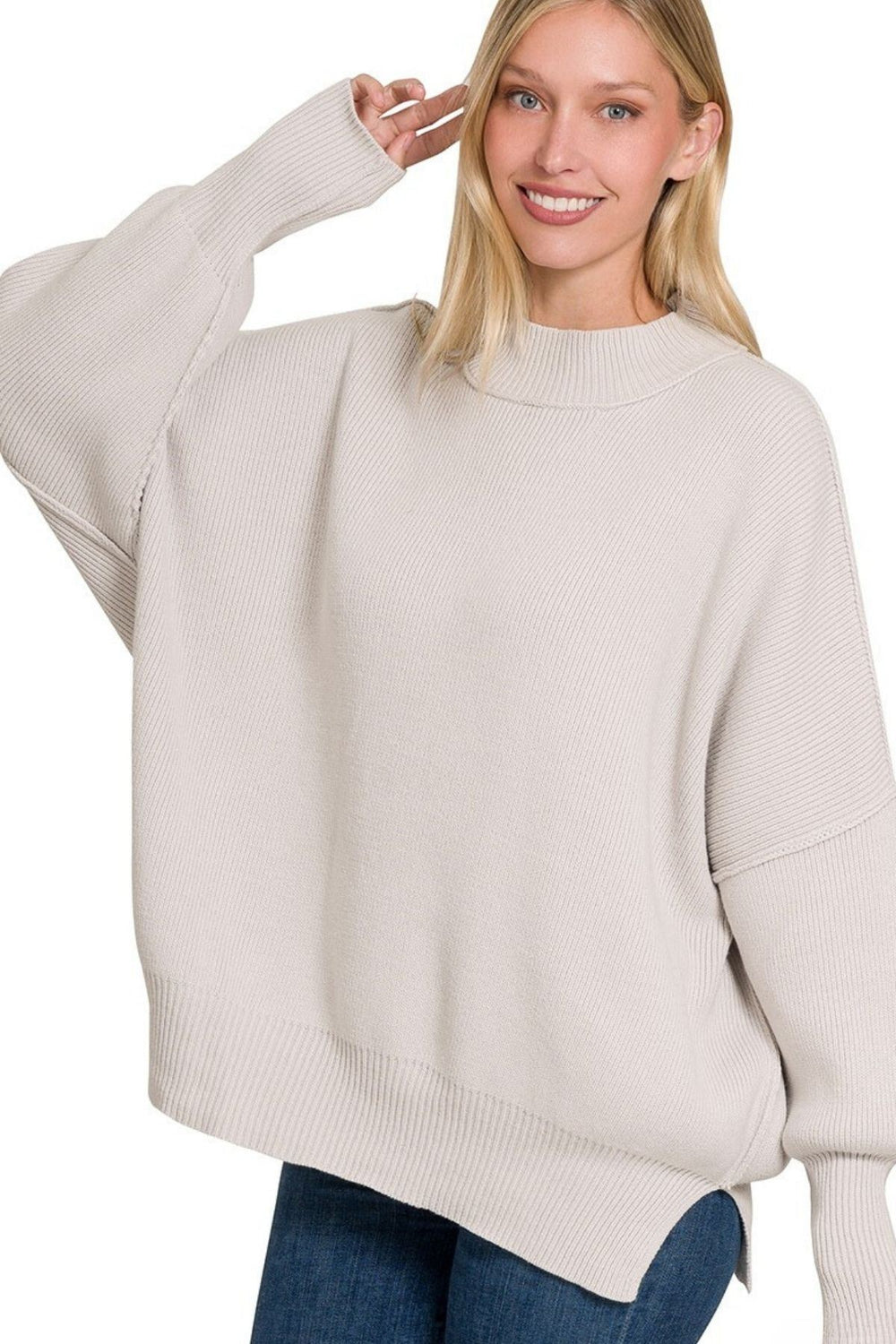 Zenana Oversized Side Slit Sweater - Inspired Eye Boutique