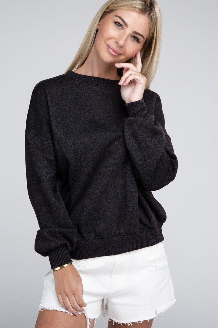 Zenana - Oversized Sweatshirt - Ash Black - Inspired Eye Boutique