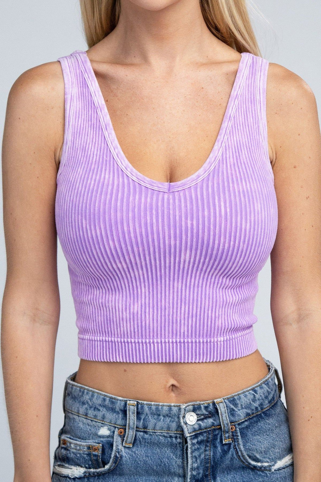 Zenana Reversible Washed Ribbed Cropped Tank Top - Inspired Eye Boutique