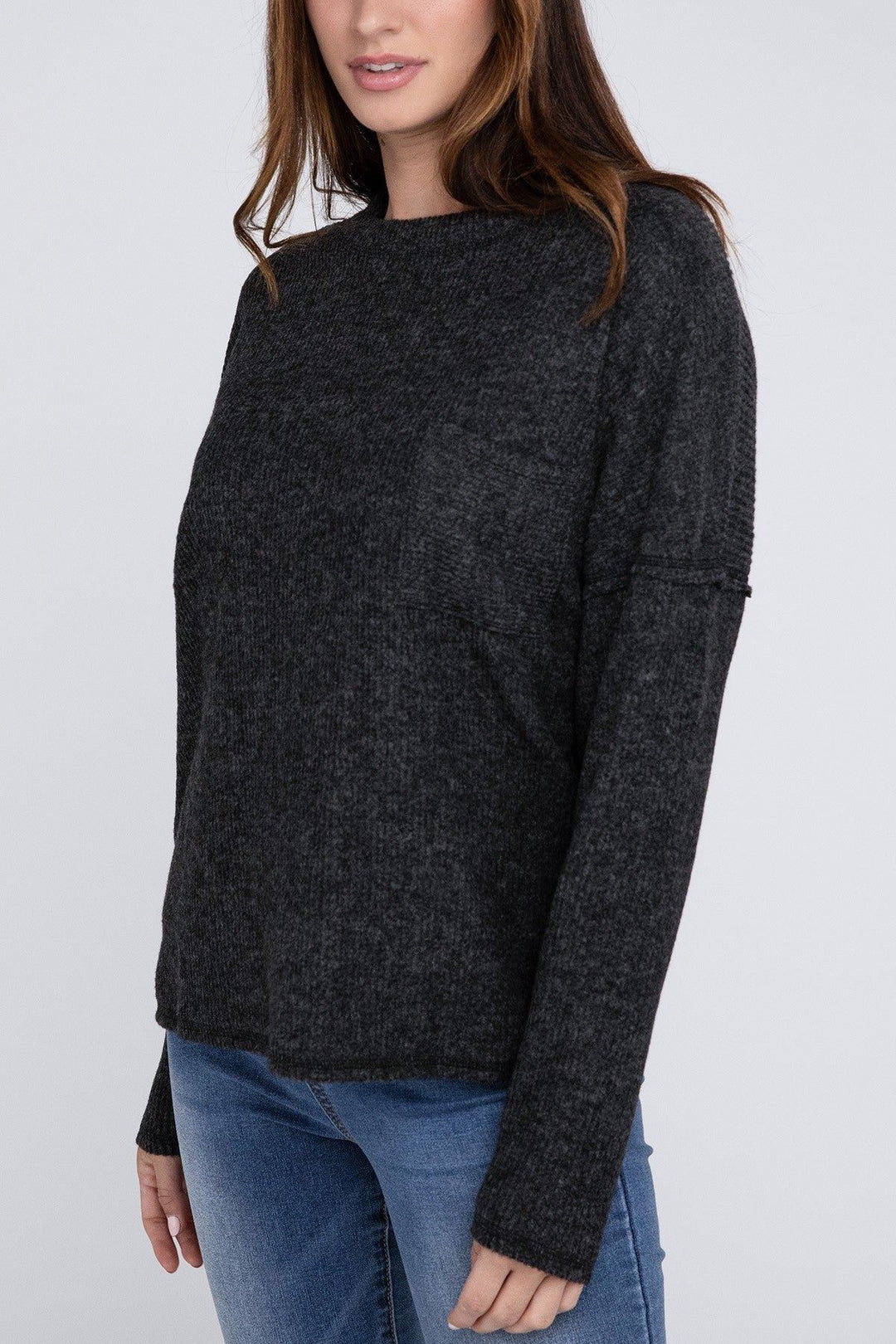 Zenana Ribbed Brushed Melange Hacci Sweater - Inspired Eye Boutique