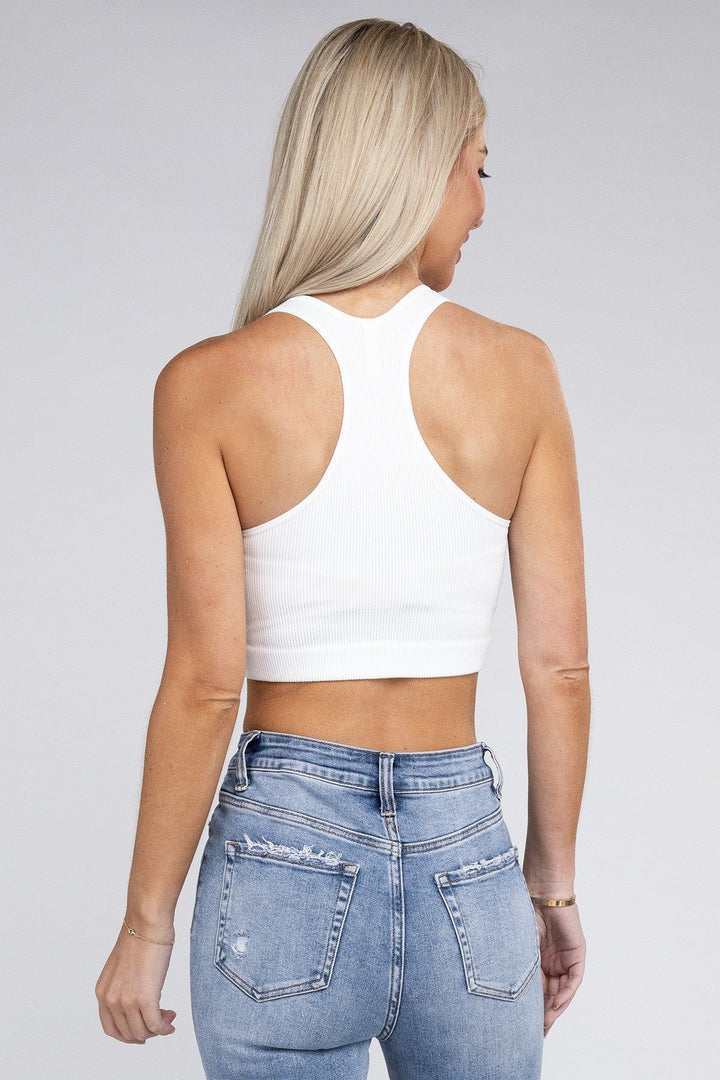 Zenana Ribbed Cropped Racerback Tank Top - Inspired Eye Boutique