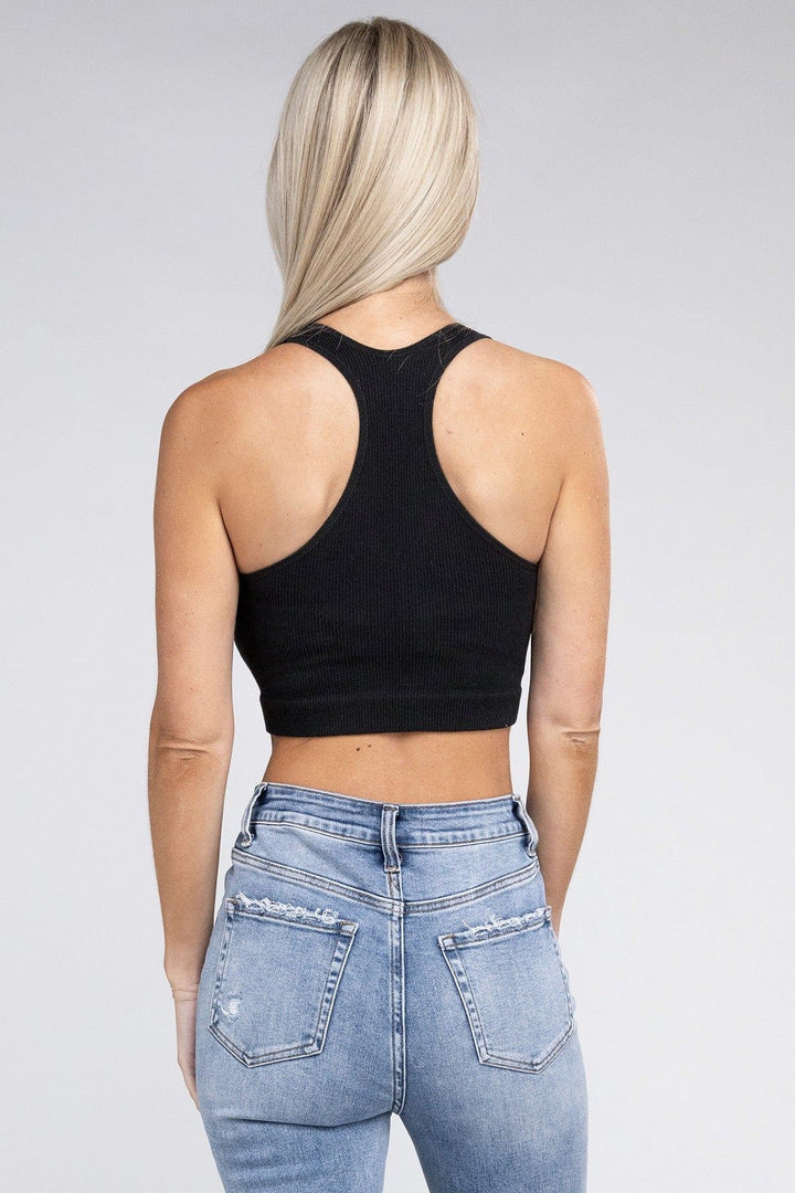 Zenana Ribbed Cropped Racerback Tank Top - Inspired Eye Boutique