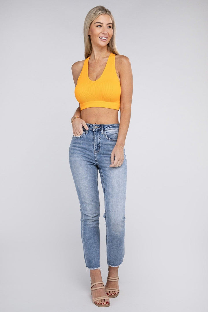Zenana Ribbed Cropped Racerback Tank Top - Inspired Eye Boutique