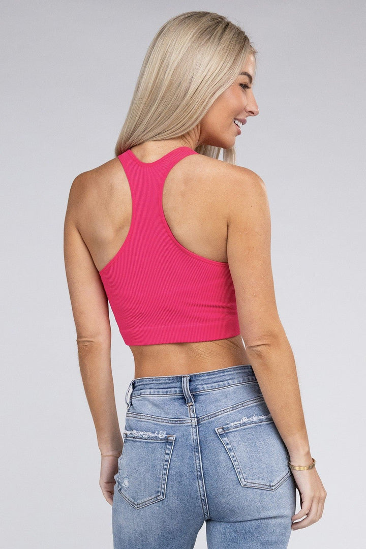 Zenana Ribbed Cropped Racerback Tank Top - Inspired Eye Boutique