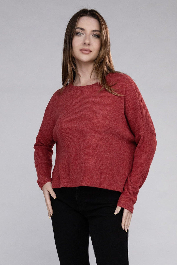 Zenana Ribbed Dolman Sleeve Sweater - Inspired Eye Boutique